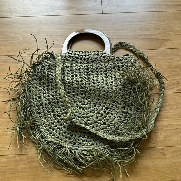 Melie Bianco Handbags - Melie Bianco Green Straw Woven Bag